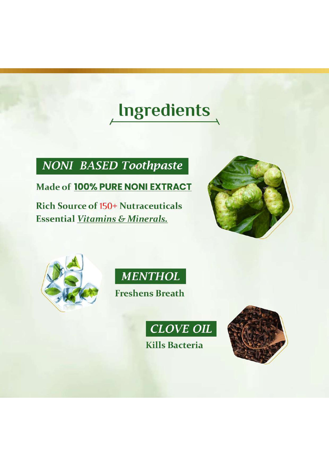 ingredients noni based toothpaste  